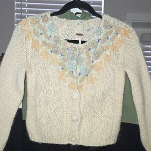 FP Movement by Free People Cream Floral Cardigan